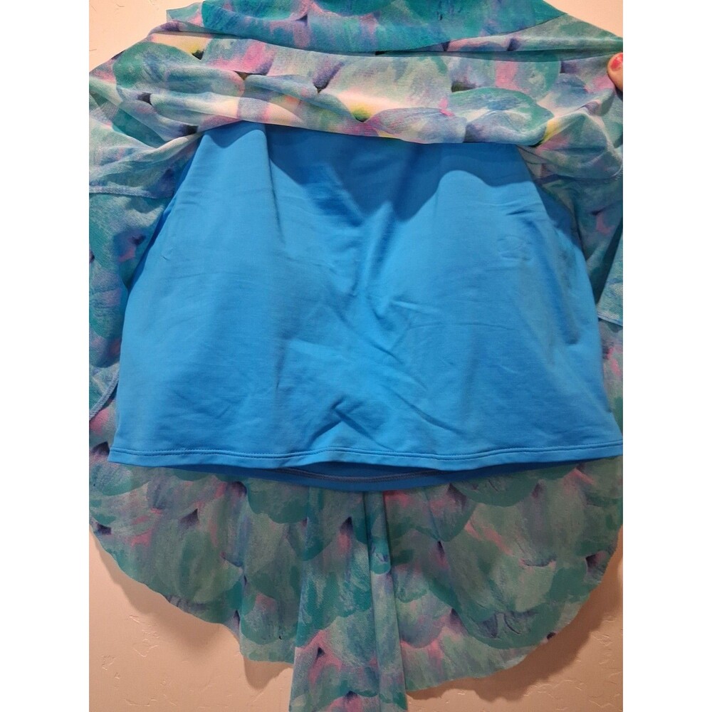 Coco Reef Tankini Top Halter Neck Mesh Bra-Sized Size 38D Aqua Blue Floral - Picture 2 of 10